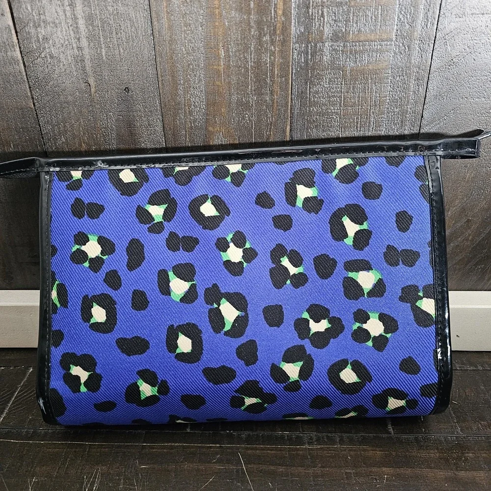 Kate Spade Slim Universal Emperblue Leopard Cosmetic Makeup Bag Sleeve Pouch Zip